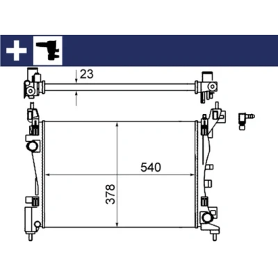 Bilde av MAHLE ORIGINAL CR 1121 000S Radiator 540 378 23 med slange Kjøleribber satt sammen mekanisk