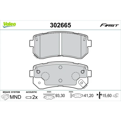 Bilde av VALEO 302665 Bremseklosser bakaksel inkl. slitasjevarselkontakt med antihyle blikk HYUNDAI: Tucson, KIA: Sportage IV