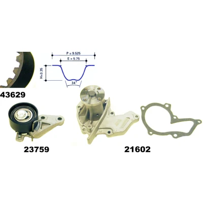 Bilde av MAPCO 41629 Vannpumpe + Registerreimsett FORD: Focus 2, 2 Kombi, Mk1 Hatchback, VOLVO: V50, S40 II