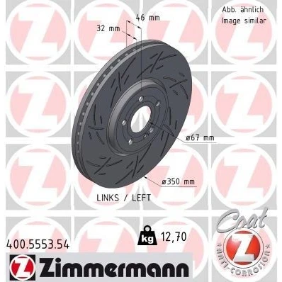 Bilde av ZIMMERMANN 400.5553.54 Bremseskiver 350 32 6/5 5 112 innvendig ventilert, med sliss belagt MERCEDES BENZ: A Klasse