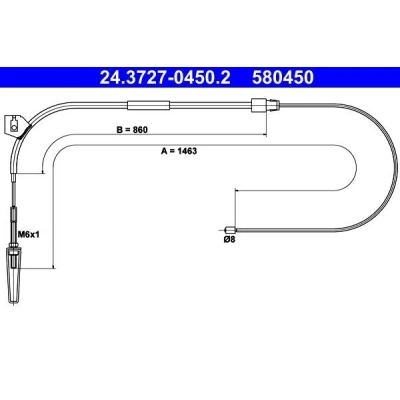 Bilde av ATE 24.3727 0450.2 Bremsekabel 1463 MERCEDES BENZ: Vaneo