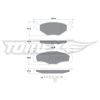 Bilde av TOMEX brakes TX 10 141 Bremseklosser framaksel med tilbehør VOLKSWAGEN: Polo III Hatchback, II Hatchback
