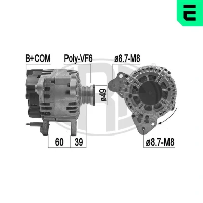 Bilde av ERA 209218A Dynamo 14V 110A VOLKSWAGEN: Caddy 3, Polo V Hatchback, GOLF 6, AUDI: A3 Sportback, A1 SKODA: Octavia 2 Combi