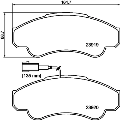 Bilde av HELLA 8DB 355 010 401 Bremseklosser med integrert slitasjevarselkontakt bremsecaliperskruer tilbehør FIAT: Ducato II Flatvogn lastebil/Chassis
