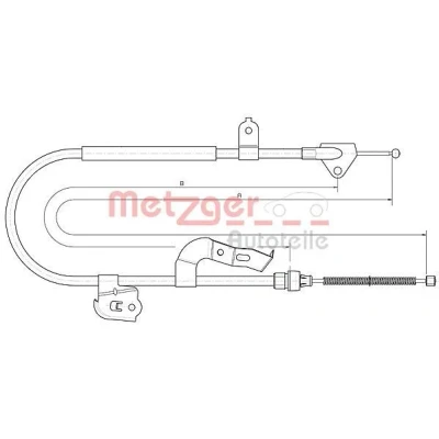 Bilde av METZGER 10.4510 Bremsekabel høyre bak 1478/1235 COFLE PEUGEOT: 107 Hatchback