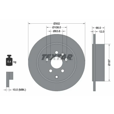 Bilde av TEXTAR PRO 92162703 Bremseskiver 302 12 05/07 108 fullt ut belagt uten hjulfestebolt, hjulnav LAND ROVER: Freelander 2 SUV