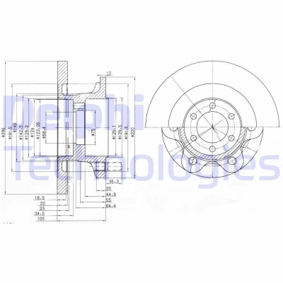 Bilde av DELPHI BG9722 Bremseskiver 290 22 6 fullt ut oljet ubehandlet uten hjullager, ABS sensorring IVECO: DAILY 3 Kasten/Kombi, 2 Bus