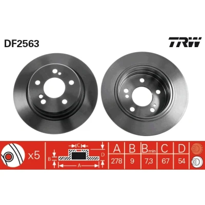 Bilde av TRW DF2563 Bremseskiver 278 9 5 112 fullt ut spraylakkert MERCEDES BENZ: W124 Stasjonsvogn, E Klasse Sedan, Sedan