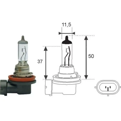 Bilde av MAGNETI MARELLI 002547100000 Lyspære, fjernlys H8 12V 35W PGJ 19 1 Halogen BMW: X5, 5 Sedan, 3 VOLKSWAGEN: Touran I