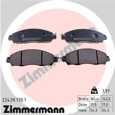 Bilde av ZIMMERMANN 22439.170.1 Bremseklosser med akustisk slitasjevarsel Bildet viser leveranseinnholdet NISSAN: NP300 Navara Pick up