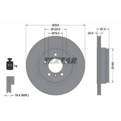 Bilde av TEXTAR PRO 92123103 Bremseskiver 324 20 05/06 120 utvendig ventilert belagt uten hjulfestebolt, hjulnav BMW: 7