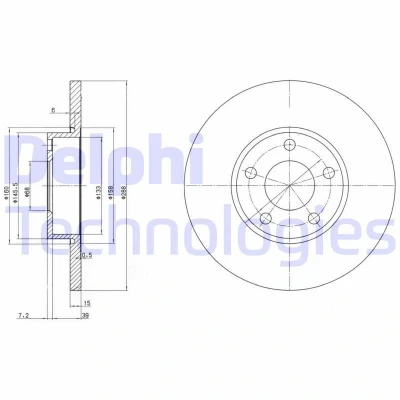Bilde av DELPHI BG2749 Bremseskiver 288 15 5 fullt ut oljet ubehandlet uten hjullager, ABS sensorring AUDI: A4 B5 Avant, A6 C4 Sedan