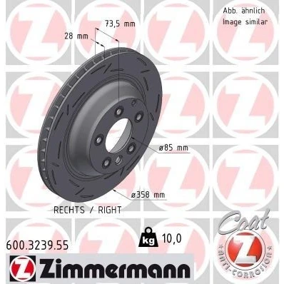 Bilde av ZIMMERMANN 600.3239.55 Bremseskiver 358 28 7/5 5 130 utvendig ventilert, med sliss belagt høy karbon PORSCHE: Cayenne, AUDI: Q7, VOLKSWAGEN: Touareg I