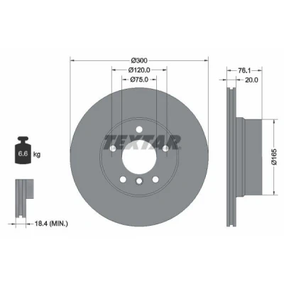 Bilde av TEXTAR PRO 92199503 Bremseskiver 300 20 05/06 120 innvendig ventilert belagt uten hjulfestebolt, hjulnav BMW: 1 Cabrio, Coupé