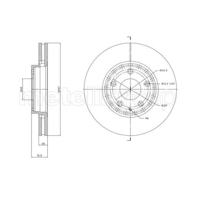 Bilde av METELLI 23 1850C Bremseskiver 297,0 28,0 5 68,0 ventilert spraylakkert MAZDA: CX I, II