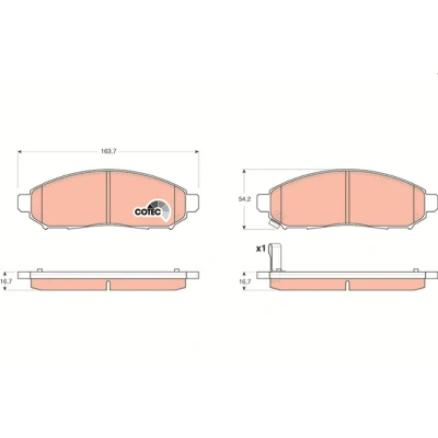 Bilde av TRW COTEC GDB3404 Bremseklosser med akustisk slitasjevarsel NISSAN: Pathfinder 3, NP300 Navara Pick up, Flatvogn lastebil / Chassis