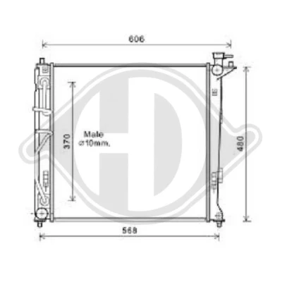 Bilde av DIEDERICHS DCM3719 Radiator Aluminium for kjøretøy med tilleggsvannpumpe 485 480 16 Climate