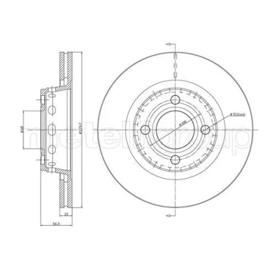 Bilde av METELLI 23 0330 Bremseskiver 280,0 22,0 4 68,0 ventilert AUDI: 80 B4 Sedan, Coupe B3, Cabriolet