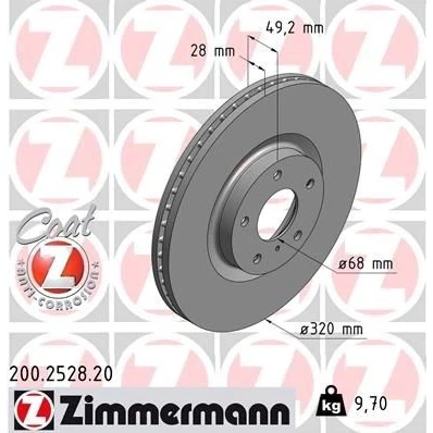 Bilde av ZIMMERMANN COAT Z 200.2528.20 Bremseskiver 320 28 6/5 5 114 innvendig ventilert belagt NISSAN: Murano II