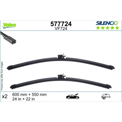 Bilde av Vindusvisker Valeo 577724 600, 550mm foran Flatt viskeblad med spoiler for venstreratt MERCEDES BENZ: E Klasse Sedan, T modell