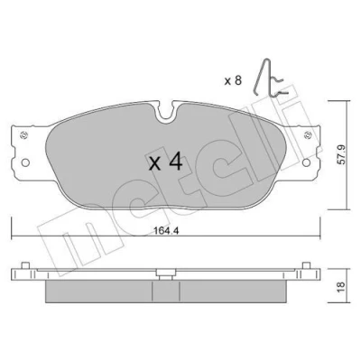 Bilde av METELLI 22 1189 0 Bremseklosser klargjort for slitasjeindikator JAGUAR: XJ Sedan, S Type