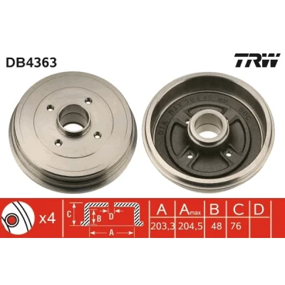 Bilde av TRW DB4363 Bremsetrommel