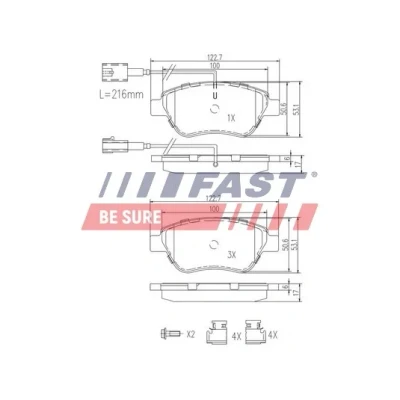Bilde av FAST FT29112 Bremseklosser framaksel med integrert slitasjesensor FIAT: 500 Hatchback, BRAVO 2, Stilo PEUGEOT: Bipper Van
