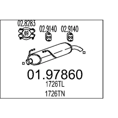 Bilde av MTS 01.97860 Sluttlyddemper 680 PEUGEOT: 206 Hatchback