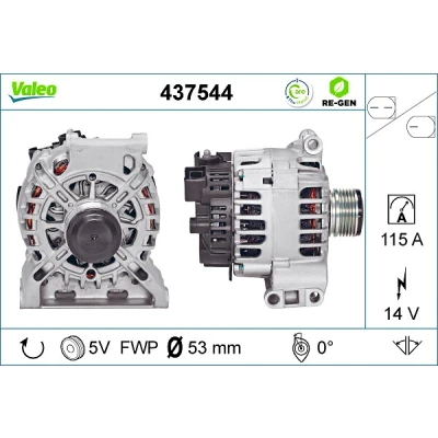 Bilde av VALEO 437544 Dynamo 14V 115A MERCEDES BENZ: B Klasse, A Klasse