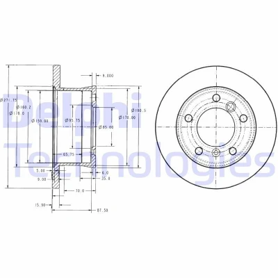 Bilde av DELPHI BG3237 Bremseskiver 272 16 5 fullt ut oljet ubehandlet uten hjullager, ABS sensorring MERCEDES BENZ: G Klasse SUV
