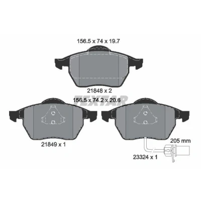 Bilde av TEXTAR 2184903 Bremseklosser med integrert slitasjevarselkontakt VOLKSWAGEN: Sharan I, SEAT: Alhambra FORD: Galaxy Mk1 MPV