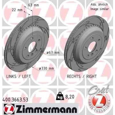 Bilde av ZIMMERMANN BLACK Z 400.3663.53 Bremseskiver 330 22 7/5 5 112 utvendig ventilert, med sliss belagt høy karbon MERCEDES BENZ: ML Klasse, GL, R Klasse