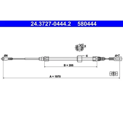 Bilde av ATE 24.3727 0444.2 Bremsekabel 1970 MERCEDES BENZ: Sprinter 4 T Van, 3 Minibuss