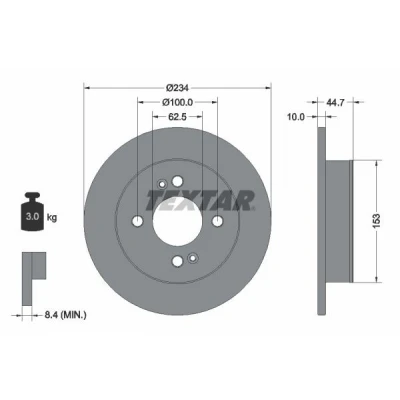 Bilde av TEXTAR PRO 92291603 Bremseskiver 234 10 04/06 100 fullt ut belagt uten hjulfestebolt, hjulnav HYUNDAI: i10 II Hatchback