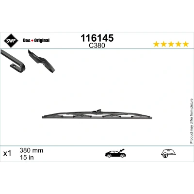 Bilde av Vindusvisker Swf 116145 380mm Bøyleviskeblad 15tomme VOLKSWAGEN: Passat B5 GP Stasjonsvogn, Golf 4 Variant, AUDI: A6 C5 Avant