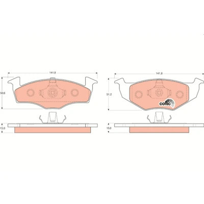 Bilde av TRW COTEC GDB1306 Bremseklosser ikke klargjort for slitasjeindikator VOLKSWAGEN: GOLF 3, Polo III Hatchback