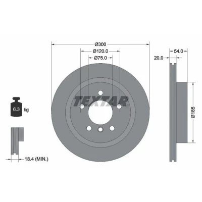 Bilde av TEXTAR PRO+ 92196605 Bremseskiver 300 20 05/06 120 innvendig ventilert belagt høy karbon uten hjulfestebolt, hjulnav BMW: Z4 Roadster