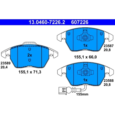 Bilde av ATE 13.0460 7226.2 Bremseklosser inkl. slitasjevarselkontakt AUDI: A1 Sportback, Hatchback, TT Coupé