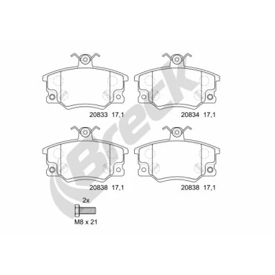 Bilde av BRECK 20833 00 701 10 Bremseklosser med akustisk slitasjevarsel FIAT: Punto I Cabrio, Barchetta, ALFA ROMEO: 155, Spider, LANCIA: DELTA 1