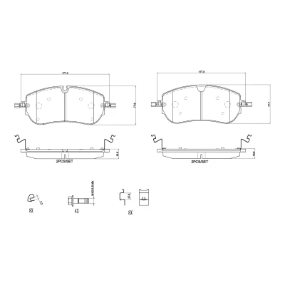 Bilde av BREMBO P 36 038 Bremseklosser klargjort for slitasjeindikator med bremsecaliperskruer, antihyle blikk tilbehør LAND ROVER: Discovery Sport