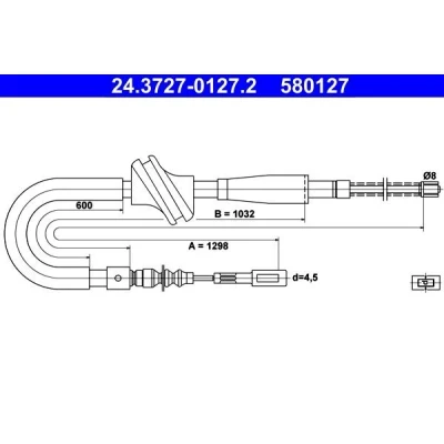 Bilde av ATE 24.3727 0127.2 Bremsekabel 1298 AUDI: 80 B3