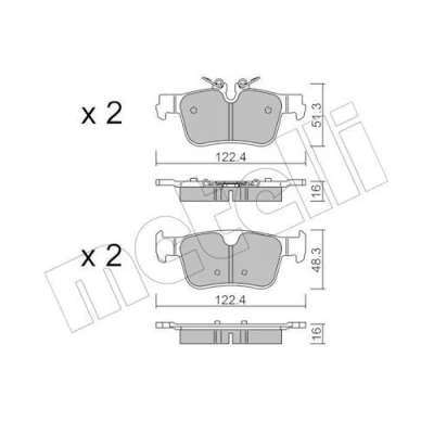 Bilde av METELLI 22 1390 0 Bremseklosser klargjort for slitasjeindikator VOLVO: V90 II Stasjonsvogn, XC60 II, V60