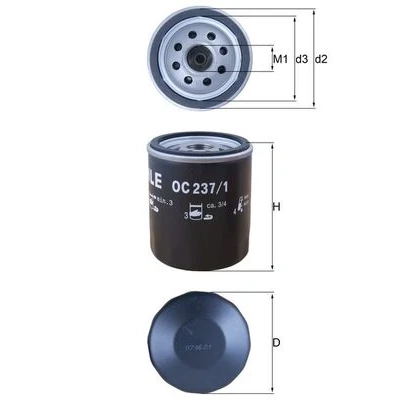 Bilde av Oljefilter MAHLE ORIGINAL OC 237/1