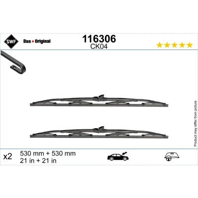 Bilde av Vindusvisker Swf 116306 530, 530mm foran Bøyleviskeblad for venstreratt VOLKSWAGEN: TRANSPORTER 4, 4 Bus, Passat B3/B4 Stasjonsvogn