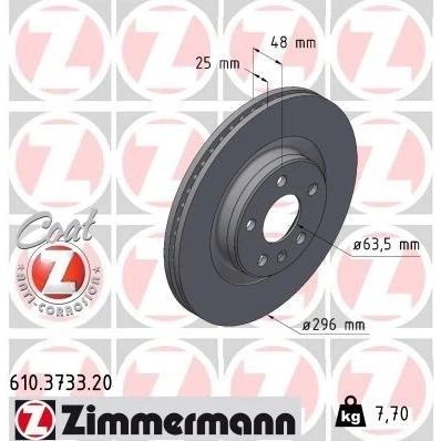 Bilde av ZIMMERMANN 610.3733.20 Bremseskiver 296 25 6/5 5 108 innvendig ventilert belagt VOLVO: XC40