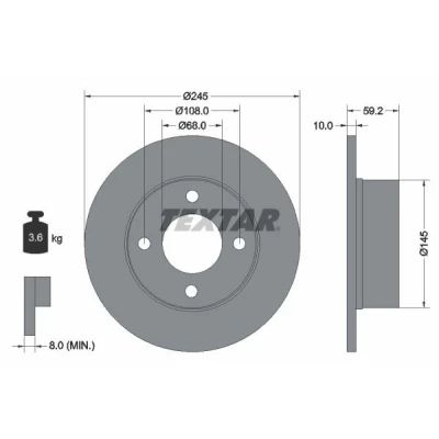 Bilde av TEXTAR 92026100 Bremseskiver 245 10 04/04 108 fullt ut uten hjulfestebolt, hjulnav AUDI: 80 B4 Sedan, 100 C3 Coupe B3