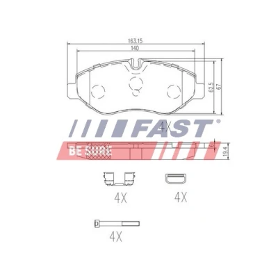 Bilde av FAST FT29135 Bremseklosser framaksel klargjort for slitasjeindikator IVECO: Daily 4 Kasten/Kombi, 6 , V Varebil / Stasjonsvogn