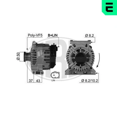 Bilde av ERA Generator 14V 150A B+LIN 50mm MERCEDES BENZ: C Klasse Sedan, B Klasse, A 210395A