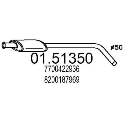 Bilde av MTS 01.51350 Mellomlyddemper 1050