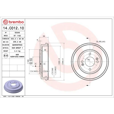 Bilde av BREMBO 14.C012.10 Bremsetrommel 203